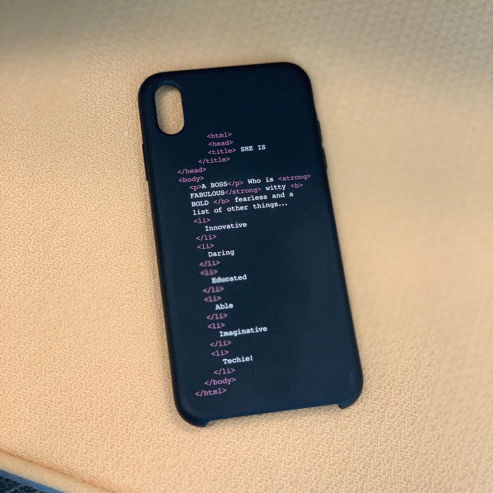 Cute techie pink and black iPhone XS Max case